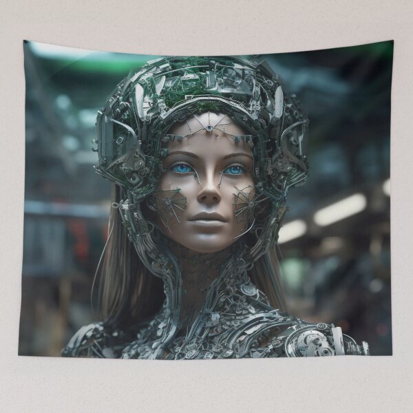 Item preview, Futuristic Cyborg Girl - Young girl in silver and green cyborg attire. designed and sold by WhiteWolfe0127.