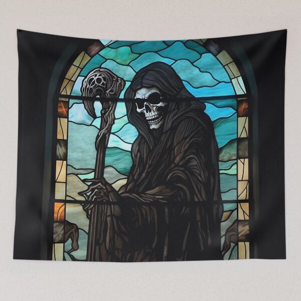 Item preview, HALLOWEEN  Grim Reaper in Stained Glass designed and sold by RedHandedOD.