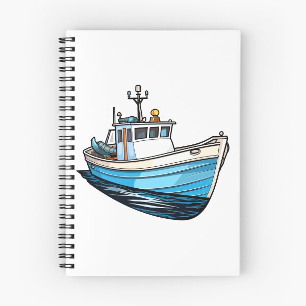 Item preview, Blue fishing boat designed and sold by DiveIntoDesigns.