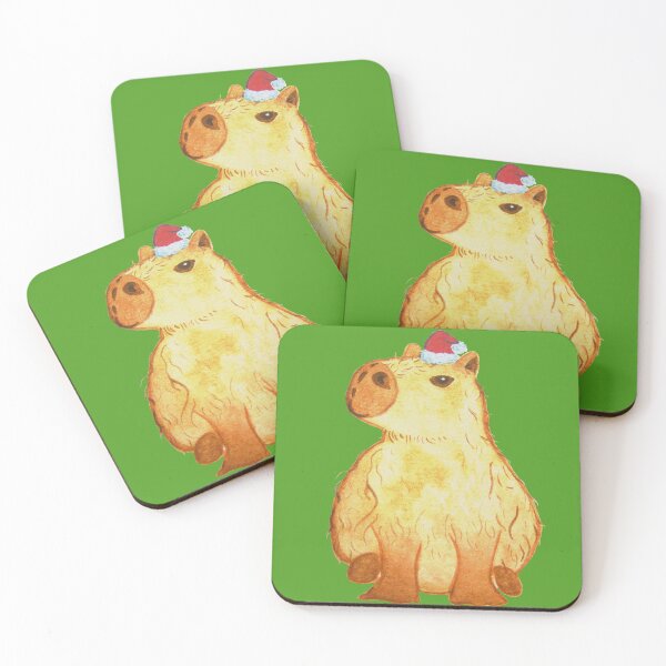 Item preview, Capy-holidays, Santa Capybara, X-mas themed watercolor painting designed and sold by Blue-Paint.