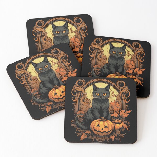 Item preview, Halloween cat and scary pumpkin designed and sold by Digital Sanctuary.