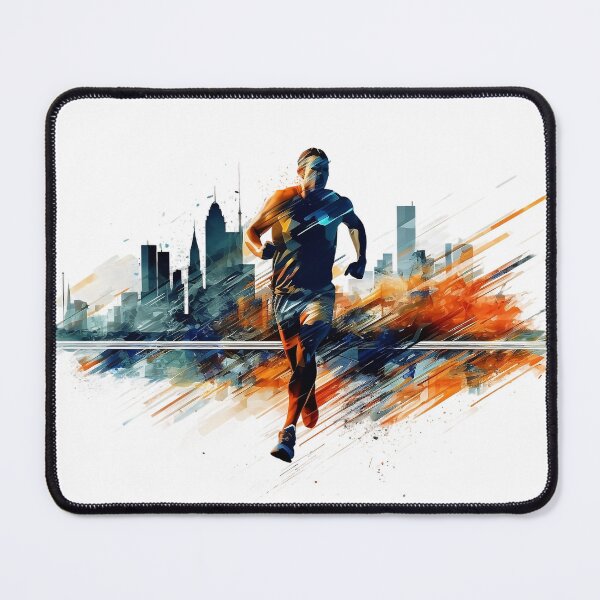 Item preview, Silhouette sprint man with city behind designed and sold by Remek-Design.