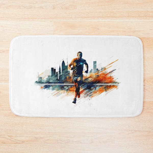 Item preview, Silhouette sprint man with city behind designed and sold by Remek-Design.