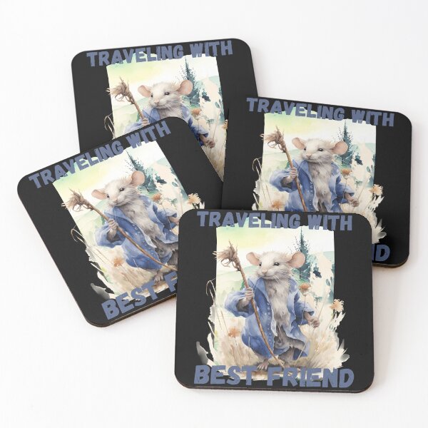 Item preview, Watercolor Rat Traveling with Best Friend Blue designed and sold by Madlen-moon.
