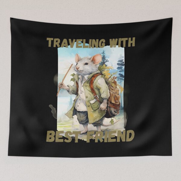 Item preview, Watercolor Rat Traveling with Best Friend Green designed and sold by Madlen-moon.