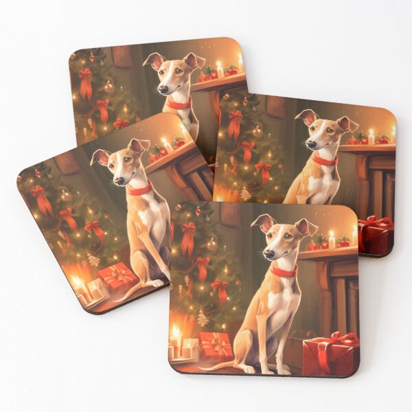 Item preview, cute Christmas Whippet dog waiting for Santa Claus designed and sold by WallyPink.