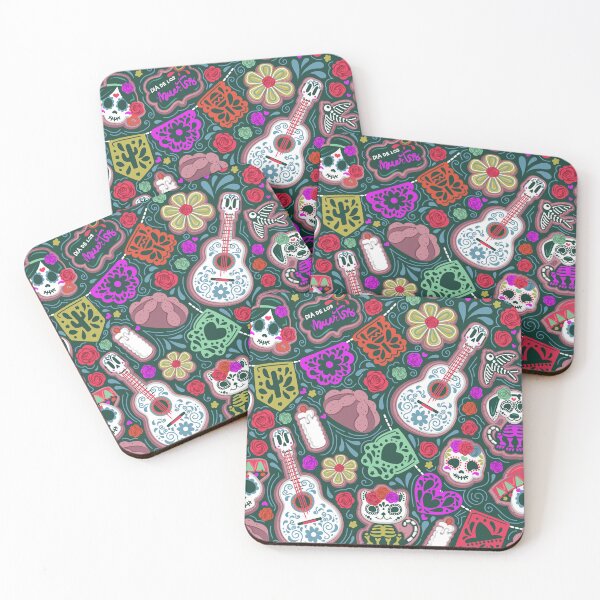 Item preview, Día de los muertos sweetness // forest green background multicoloured day of the dead sugar cookies  designed and sold by SelmaCardoso.