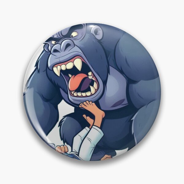 Item preview, Gorilla Fighting a BJJ man in white GI cute cartoon style designed and sold by Martial-Art-23.