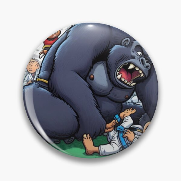 Item preview, Gorilla Fighting a BJJ kid boy in white GI funny designed and sold by Martial-Art-23.