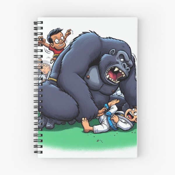 Item preview, Gorilla Fighting a BJJ kid boy in white GI funny designed and sold by Martial-Art-23.