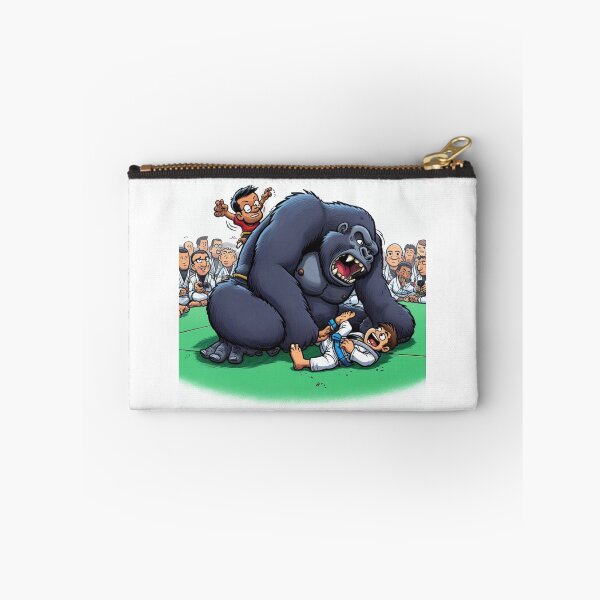 Item preview, Gorilla Fighting a BJJ kid boy in white GI funny designed and sold by Martial-Art-23.