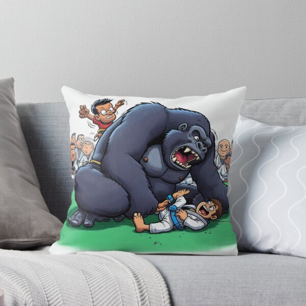 Item preview, Gorilla Fighting a BJJ kid boy in white GI funny designed and sold by Martial-Art-23.