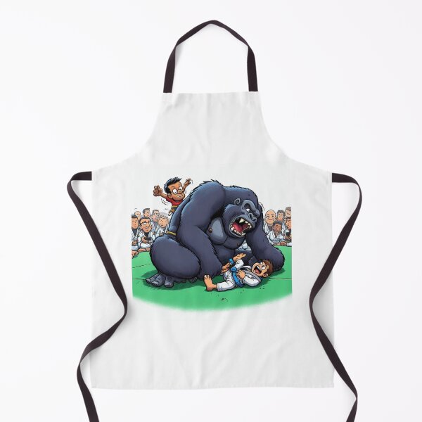 Item preview, Gorilla Fighting a BJJ kid boy in white GI funny designed and sold by Martial-Art-23.