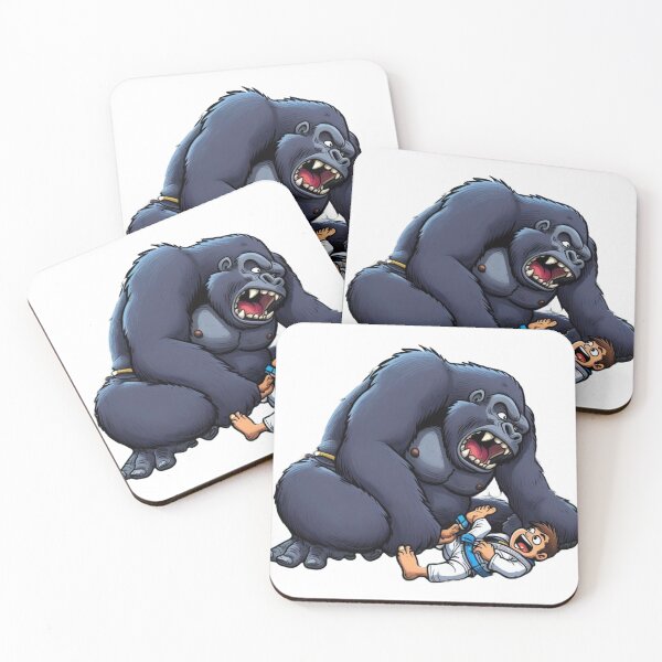 Item preview, Gorilla Fighting a BJJ kid boy funny cute cartoon style designed and sold by Martial-Art-23.