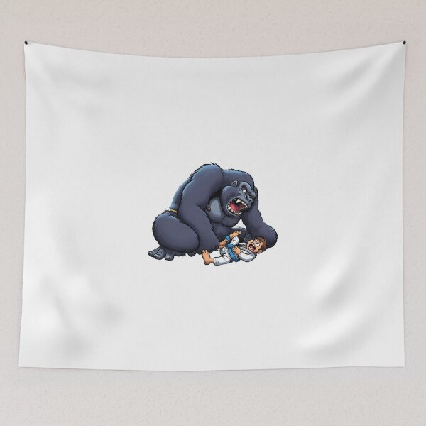 Item preview, Gorilla Fighting a BJJ kid boy funny cute cartoon style designed and sold by Martial-Art-23.