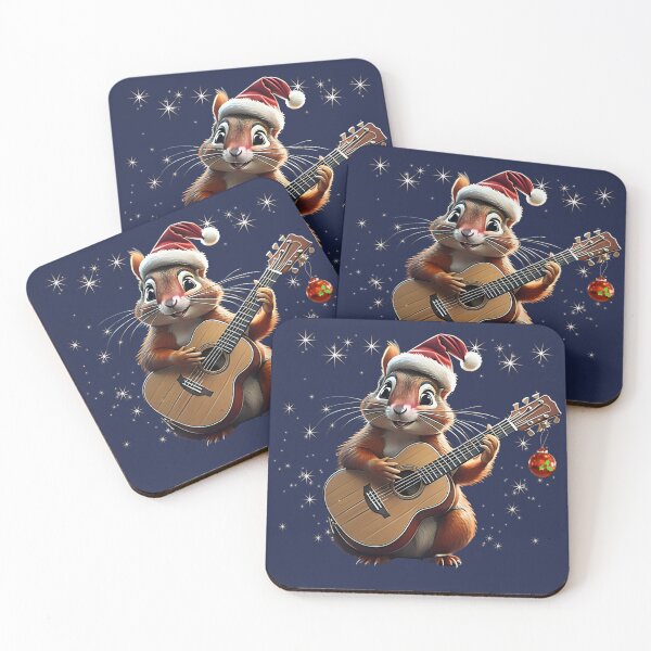 Item preview, christmas squirrel singing carols playing guitar designed and sold by Meandmyshop.