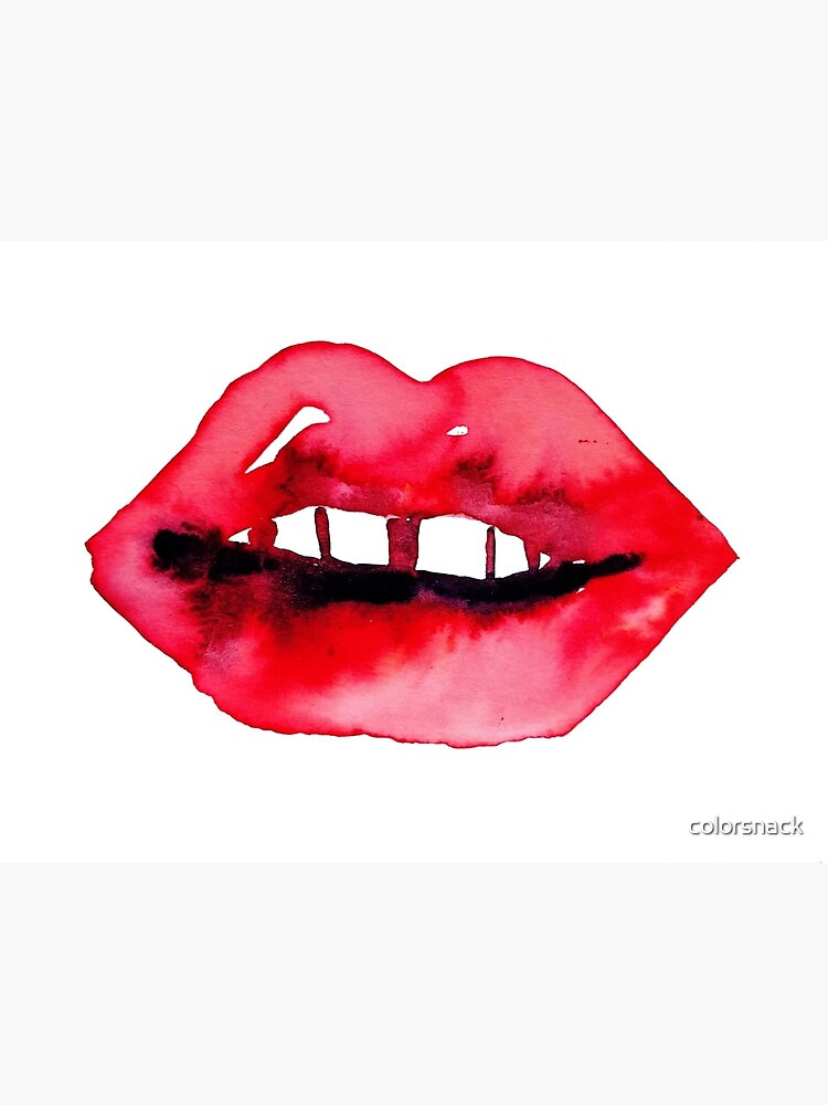 Watercolor Lips Kiss Photographic Print By Colorsnack Redbubble