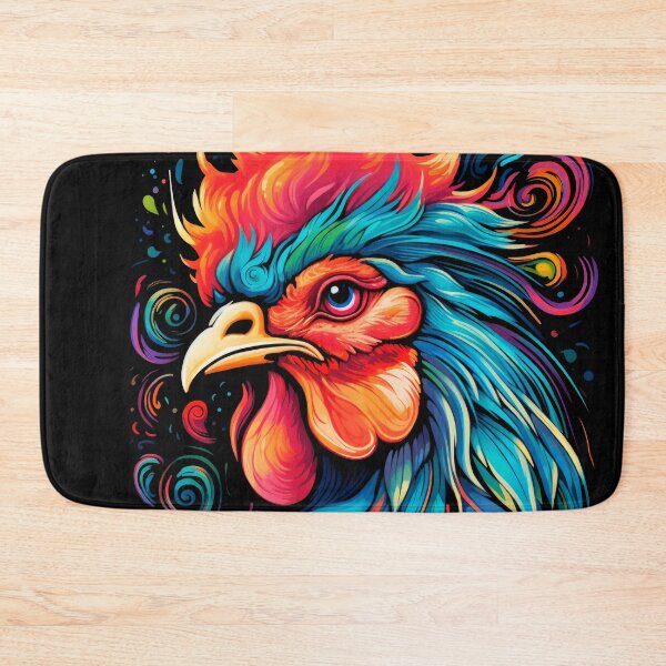 Item preview, colorful rooster in retro folklore boho style designed and sold by WallyPink.