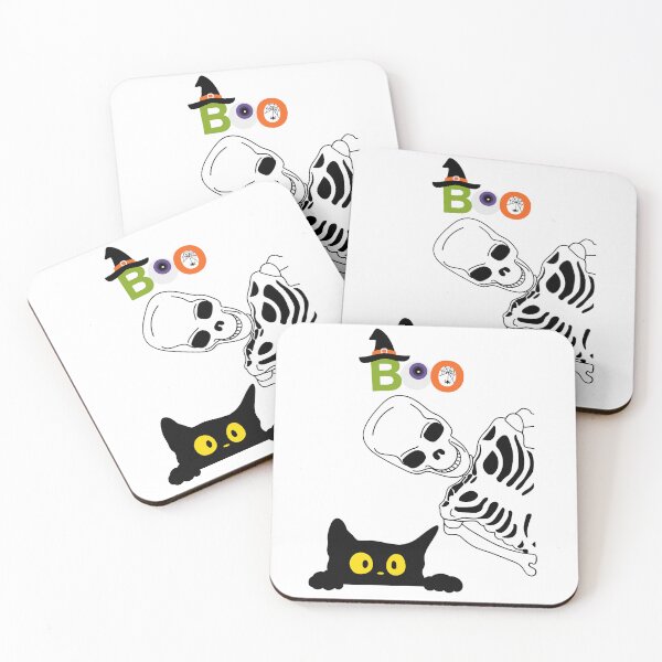 Item preview, Halloween: BOO! Skeleton Peek-A-Boo Scaring Black Cat designed and sold by TaraTs.