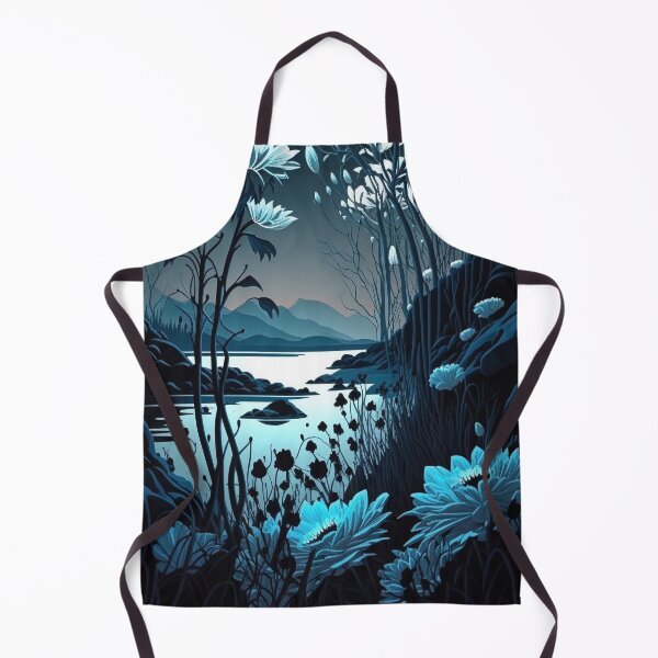 Item preview, Minimalist nature lake with flowers at night  designed and sold by artra-shop.