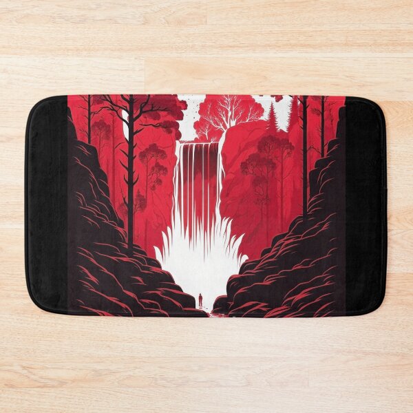 Item preview, Red waterfall minimalist nature poster designed and sold by artra-shop.