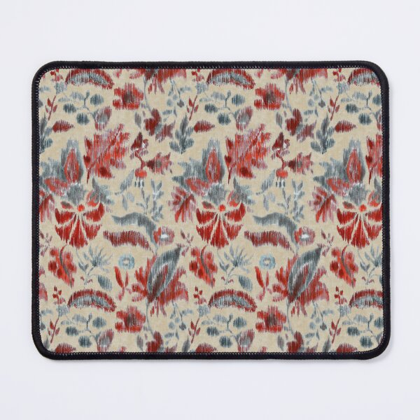 Item preview, Vintage floral ikat red gray designed and sold by Alessandro Remo Mazzoni Remotextiles.