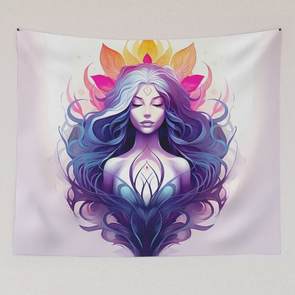 Item preview, Behold the crowned Yoni Goddess of Divine Feminine - spiritual art spirituality divine feminine well-being portrait illustration drawing designed and sold by LvSoulCreations.