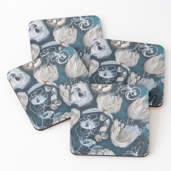 Item preview, Petrol abstract flower picture Cat.Art2023 designed and sold by KatArt2023.