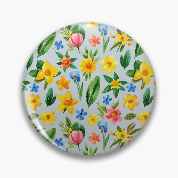 Item preview, Colorful summer watercolor flowers in yellow, blue and pink designed and sold by MikaMedia.