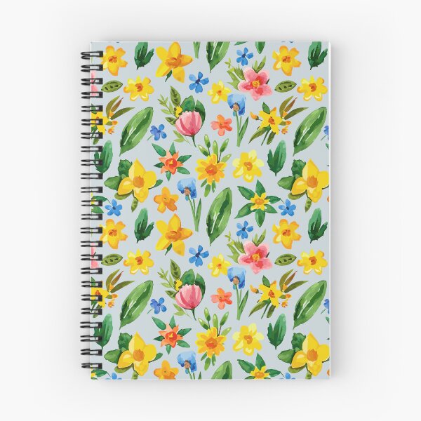 Item preview, Colorful summer watercolor flowers in yellow, blue and pink designed and sold by MikaMedia.
