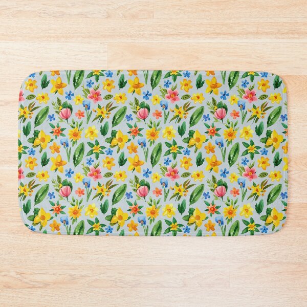 Item preview, Colorful summer watercolor flowers in yellow, blue and pink designed and sold by MikaMedia.