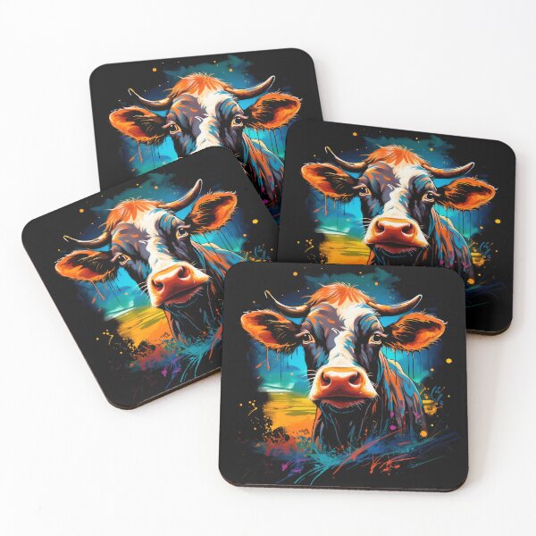 Item preview, colorful friendly cow cattle with horns designed and sold by WallyPink.