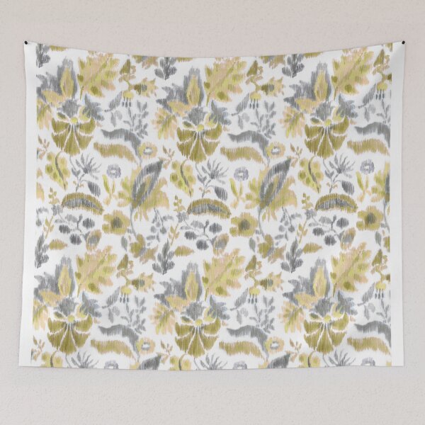 Item preview, Vintage floral ikat	yellow designed and sold by Alessandro Remo Mazzoni Remotextiles.
