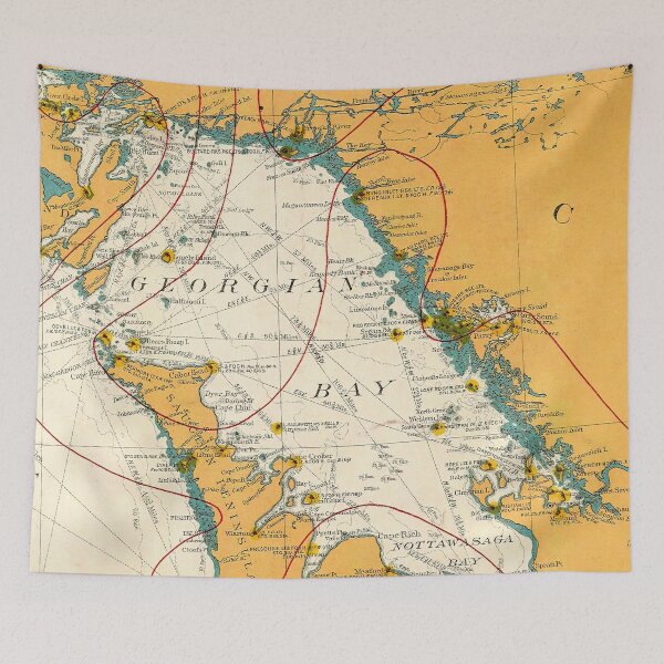 Item preview, Vintage Map of Georgian Bay and Lake Huron, Ontario, Canada designed and sold by Gin  Neko.