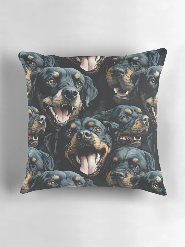 Thumbnail 3 of 4, Pillow, Rowdy Rottweilers designed and sold by PatternCabinet-.