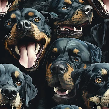 Artwork thumbnail, Rowdy Rottweilers by PatternCabinet-