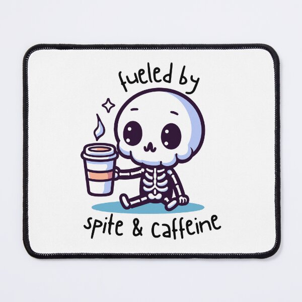 Item preview, Fueled by spite and caffeine cute kawaii skeleton designed and sold by GlobalDesigns-.