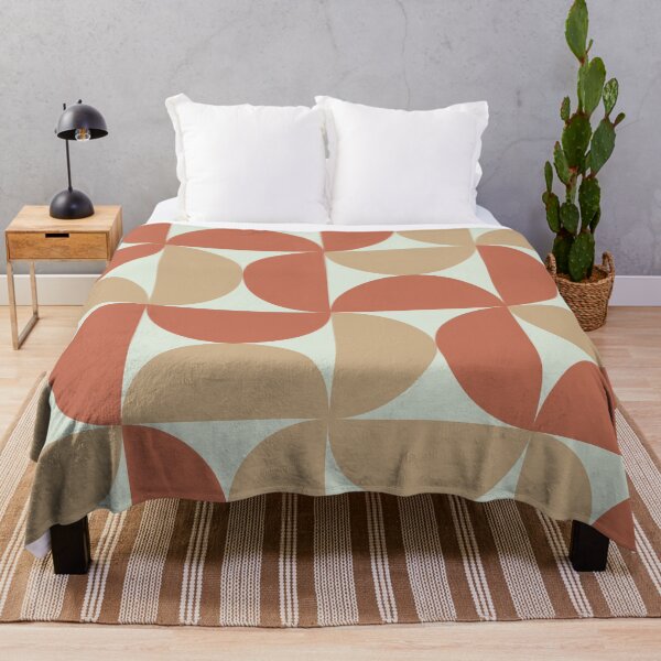 Item preview, Minimalist Mid Century Half Circles Pattern in Tan and Terracotta designed and sold by Yasminepatterns .