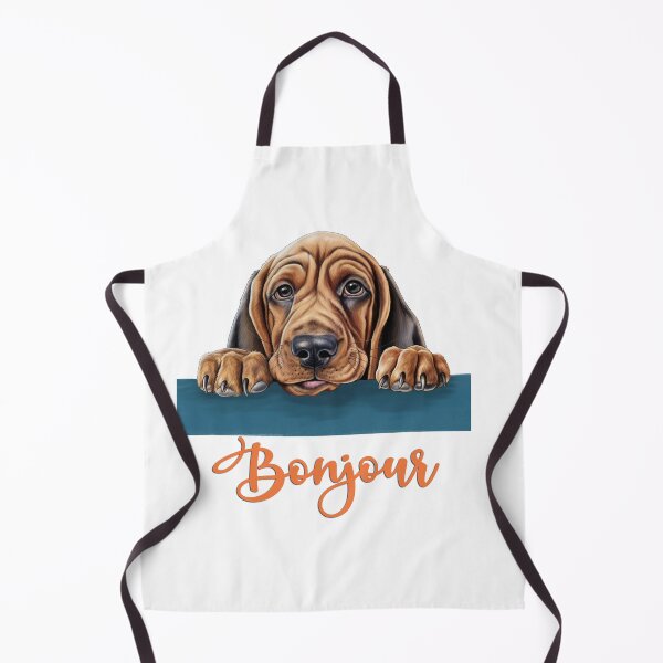 Item preview, Saint-Hubert dog (Bloodhound), dog head drawing for teeshirt pocket, Hello in French. designed and sold by isaweb.