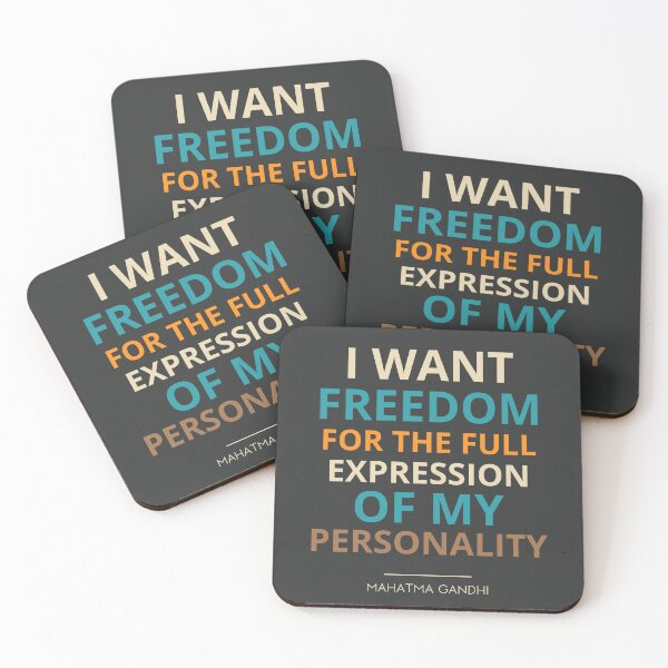 Item preview, “I want freedom for the full expression of my personality.”  Mahatma Gandhi designed and sold by Sketch-Shack.