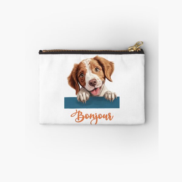 Item preview, Breton Spaniel dog (Brittany), dog head drawing for teeshirt pocket, Hello in French. designed and sold by isaweb.