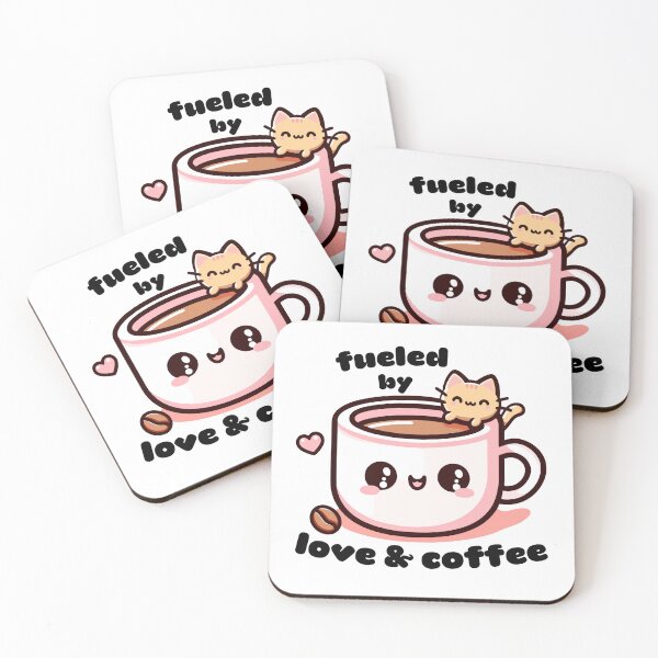 Item preview, Fueled by love and coffee cute kawaii  designed and sold by GlobalDesigns-.