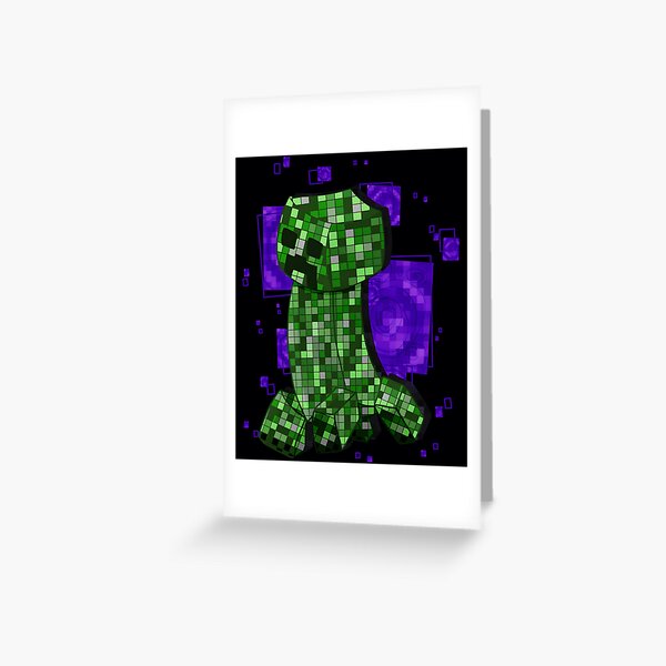 Creeper Face Pixel Art Build-On Greeting Card