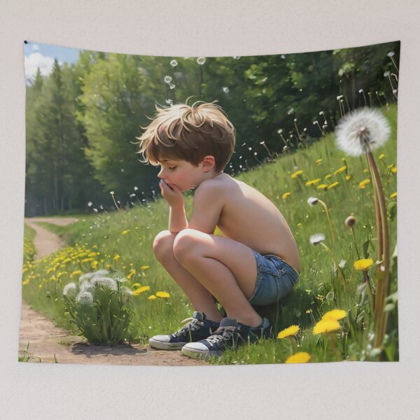 Item preview, Young Boy And Dandelions designed and sold by KoliBabb.