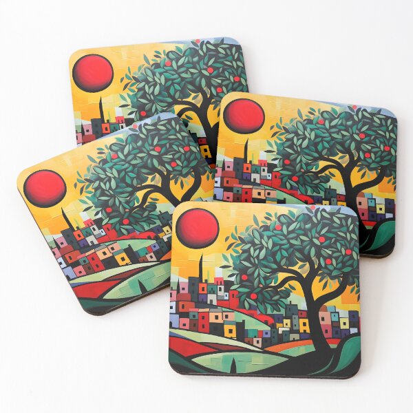 Item preview, Citrus Tapestry- Fauvist & Cubist Splendor Amidst Mediterranean Orange Charm designed and sold by OlfactoART Studio.