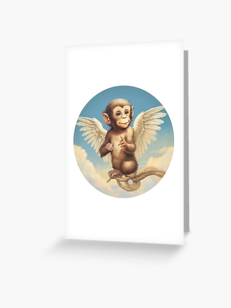 Monkey Angel Greeting Cards for Sale