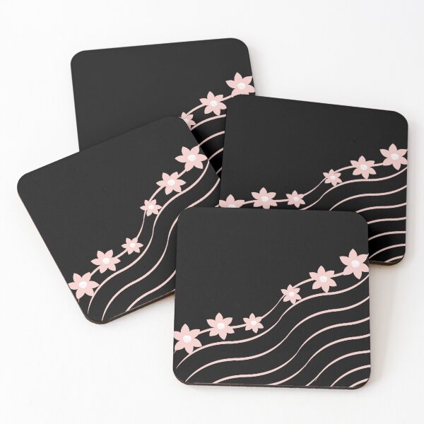Item preview,  Curved wavy lines and flowers. Pink and black new design. by Mill2023 designed and sold by Mill2023.