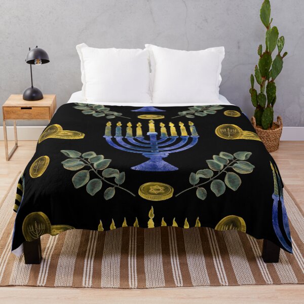 Item preview, Hanukkah Menorah, Lit Candles, And Golden Coins Pattern  designed and sold by DEC02.