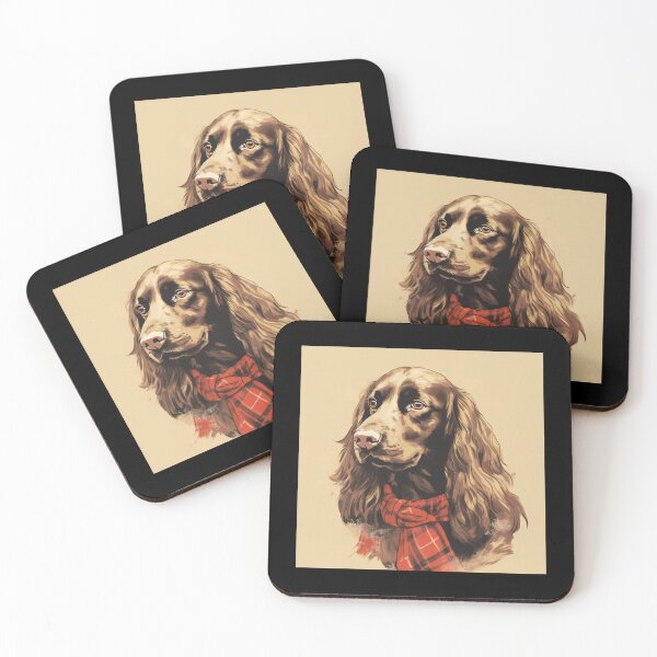 Item preview, Field Spaniel Christmas Plaid Watercolor designed and sold by rafaeltto.