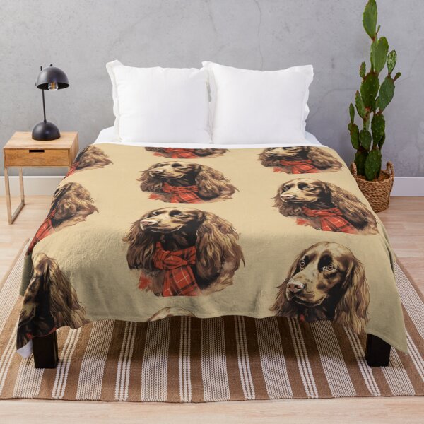 Item preview, Field Spaniel Christmas Plaid Watercolor designed and sold by rafaeltto.